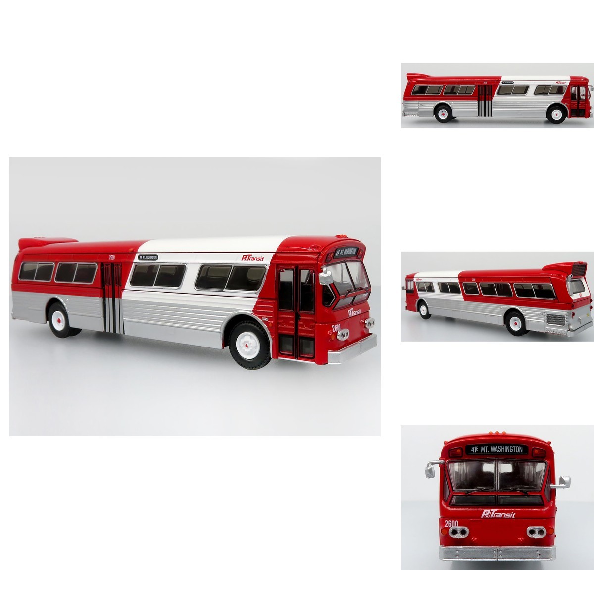 Iconic Replicas 87-0601 Pittsburgh Area Transit Red and White 1/87 HO Diecast