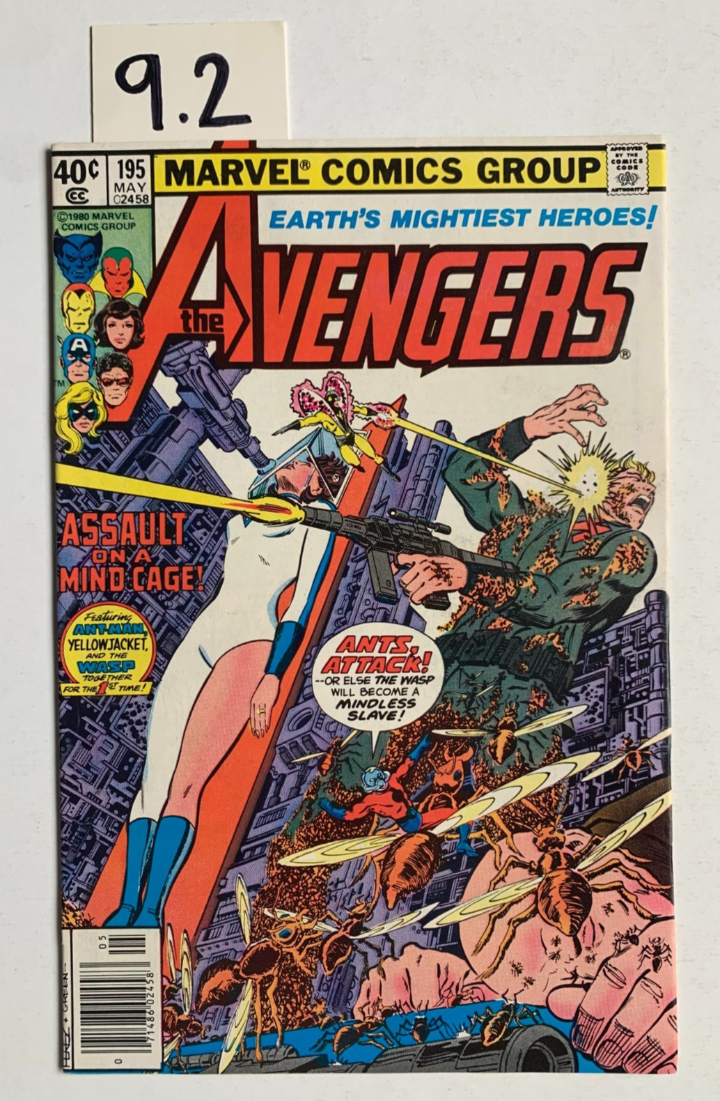 AVENGERS #195, Marvel 1980, our grade 9.2, Newsstand variant, 1st Taskmaster