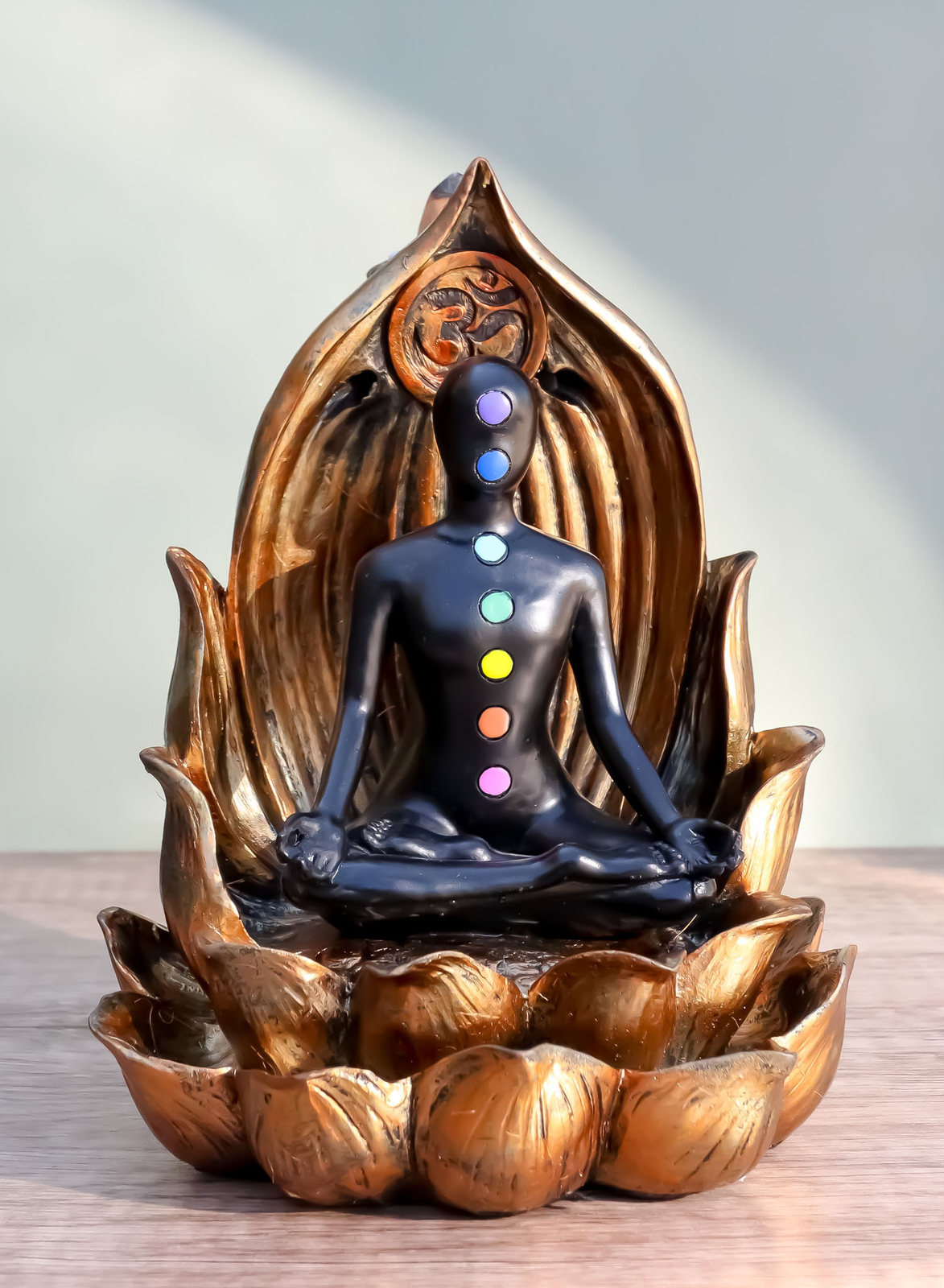 Ebros Spiritual Harmony Chakra Yoga Backflow Cone Incense Burner Statue 6\