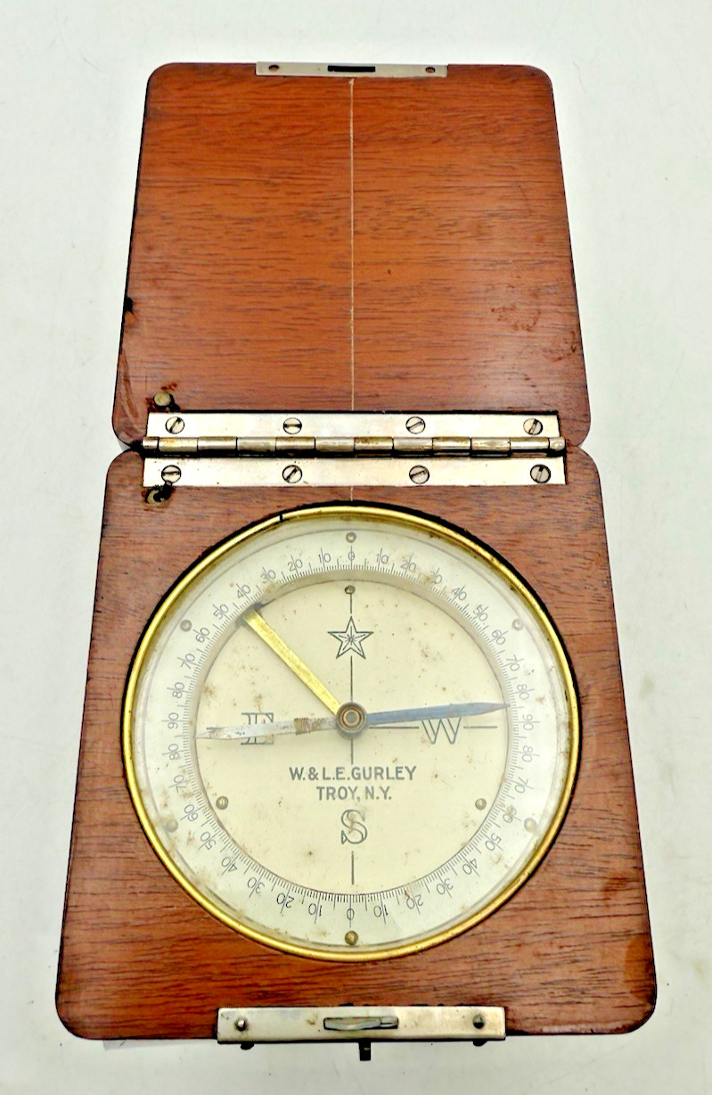 Vtg U.S. Engineer Dept W. & L. E. Gurley Troy NY Circa 1917 Compass In Wood Case Vtg U.S. Engineer Dept W. & L. E. Gurley Troy NY Circa 1917 Compass In Wood Case