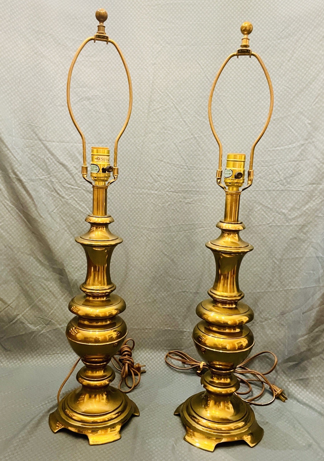 Pair of 1960's Mid Century Brass Stiffel Table Lamps 20.5 Pair of 1960's Mid Century Brass Stiffel Table Lamps 20.5