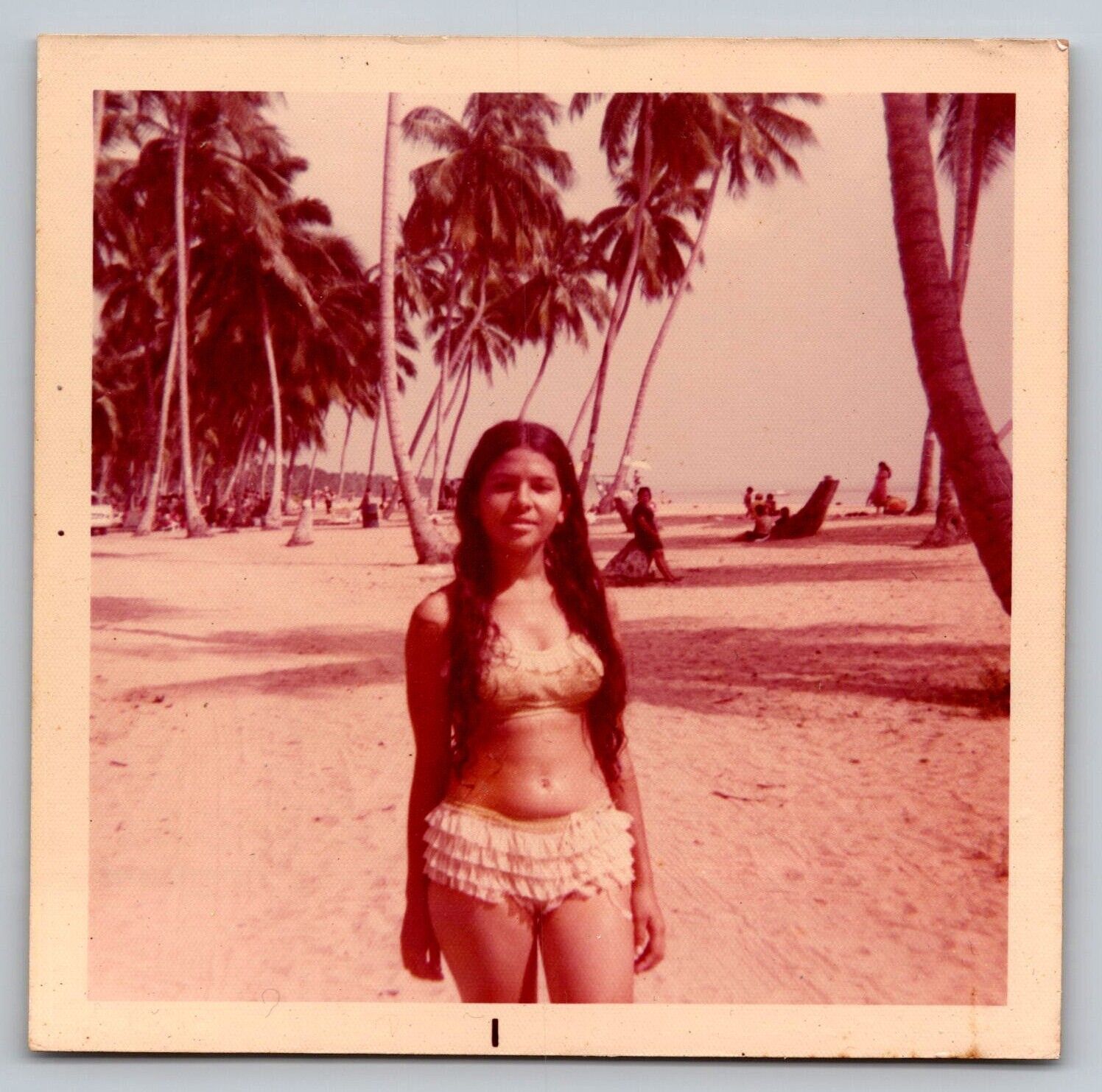 Vintage 60's Kodak Photo Stunning Young Cuban Lady in Bikini Classic Retro Beach