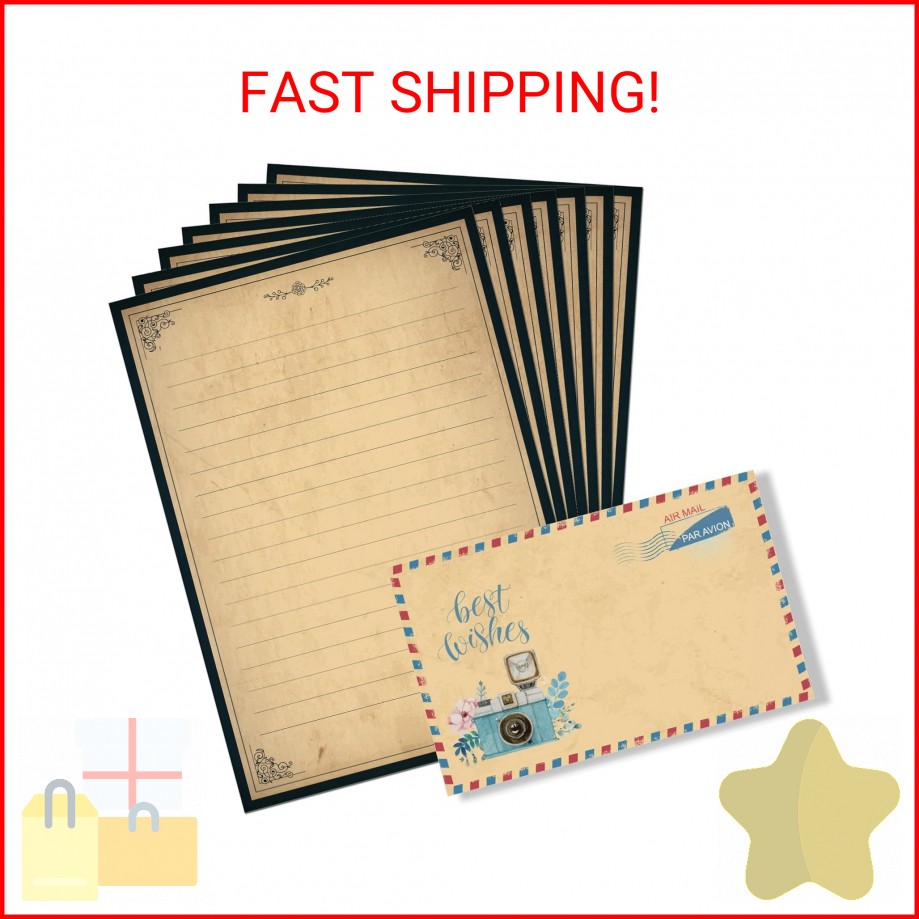 Lined Vintage Stationery Paper, Old Fashion Stationary Paper and Envelopes Set,