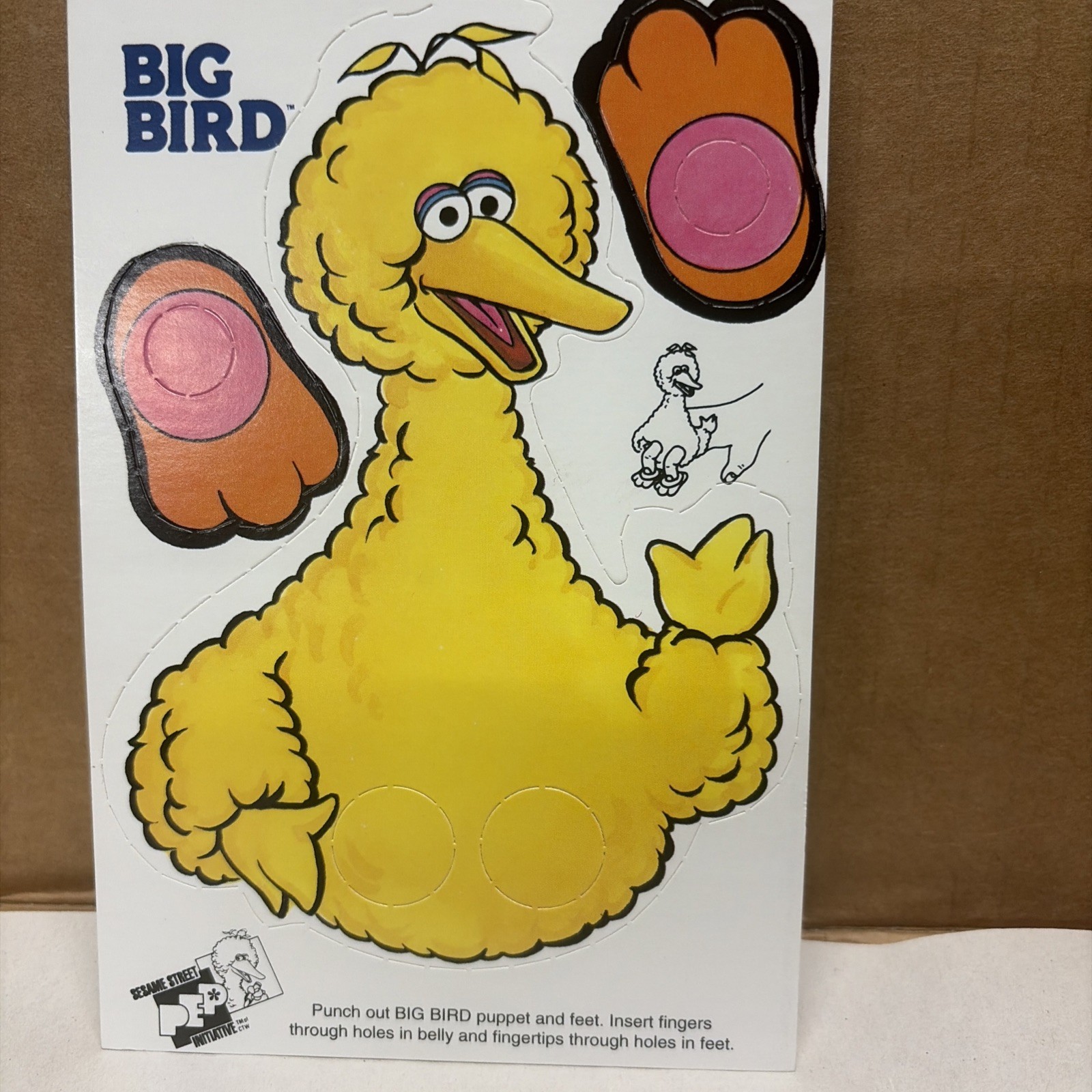 Sesame Street Vtg 1992 Big Bird Punch Out Finger Puppet Lot Of 20 Unused Min