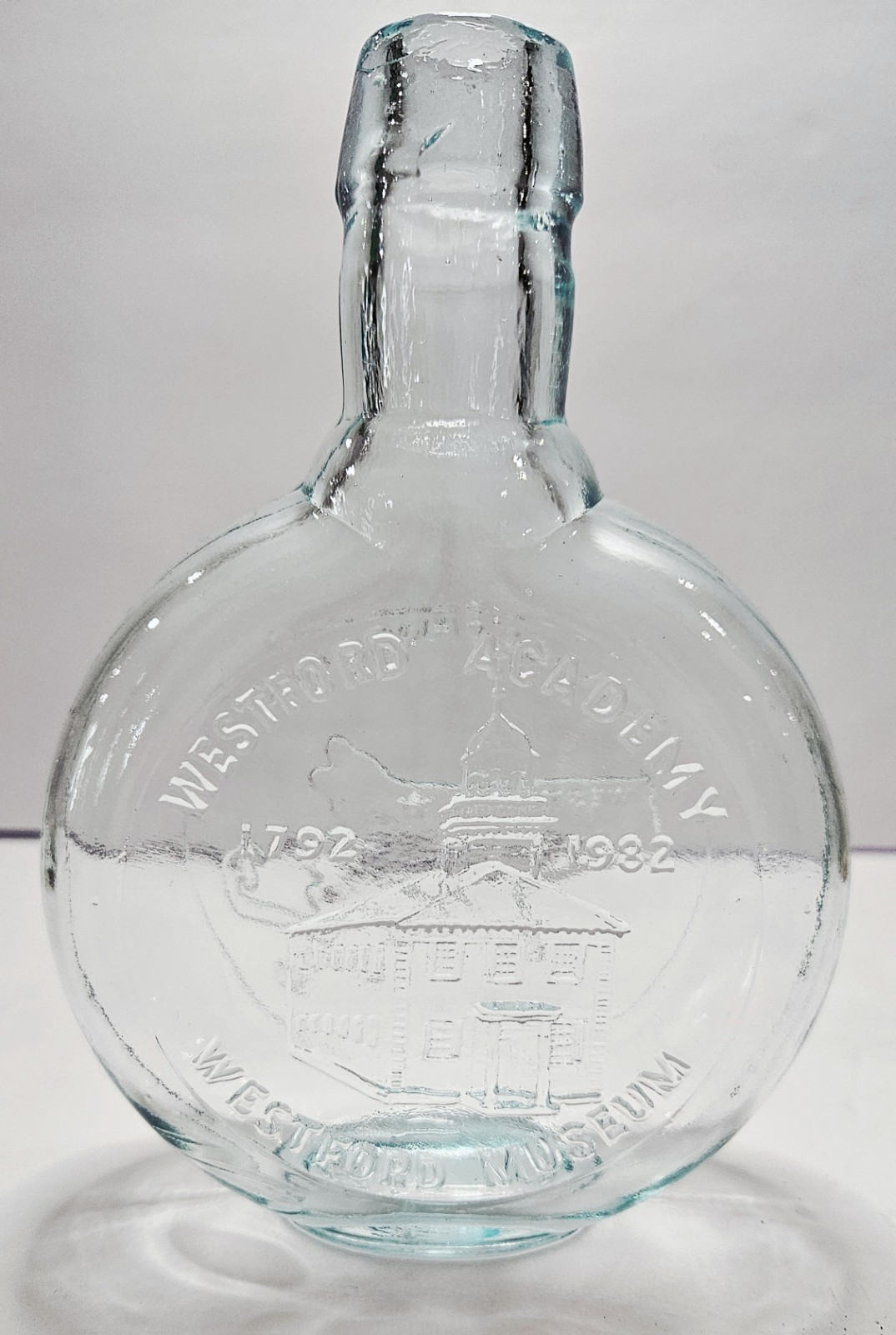Vintage Westford Academy 1792-1982 Bicentennial Glass Flask Bottle Westford MA Vintage Westford Academy 1792-1982 Bicentennial Glass Flask Bottle Westford MA