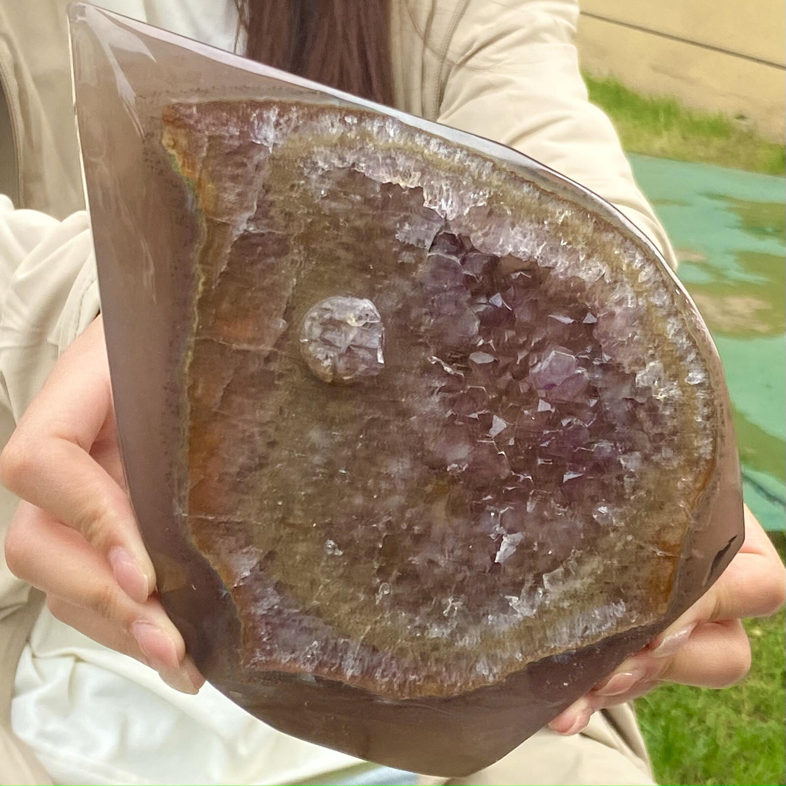 2.66LB Natural agate amethyst quartz  flaky mineral Water droplet shape specimen