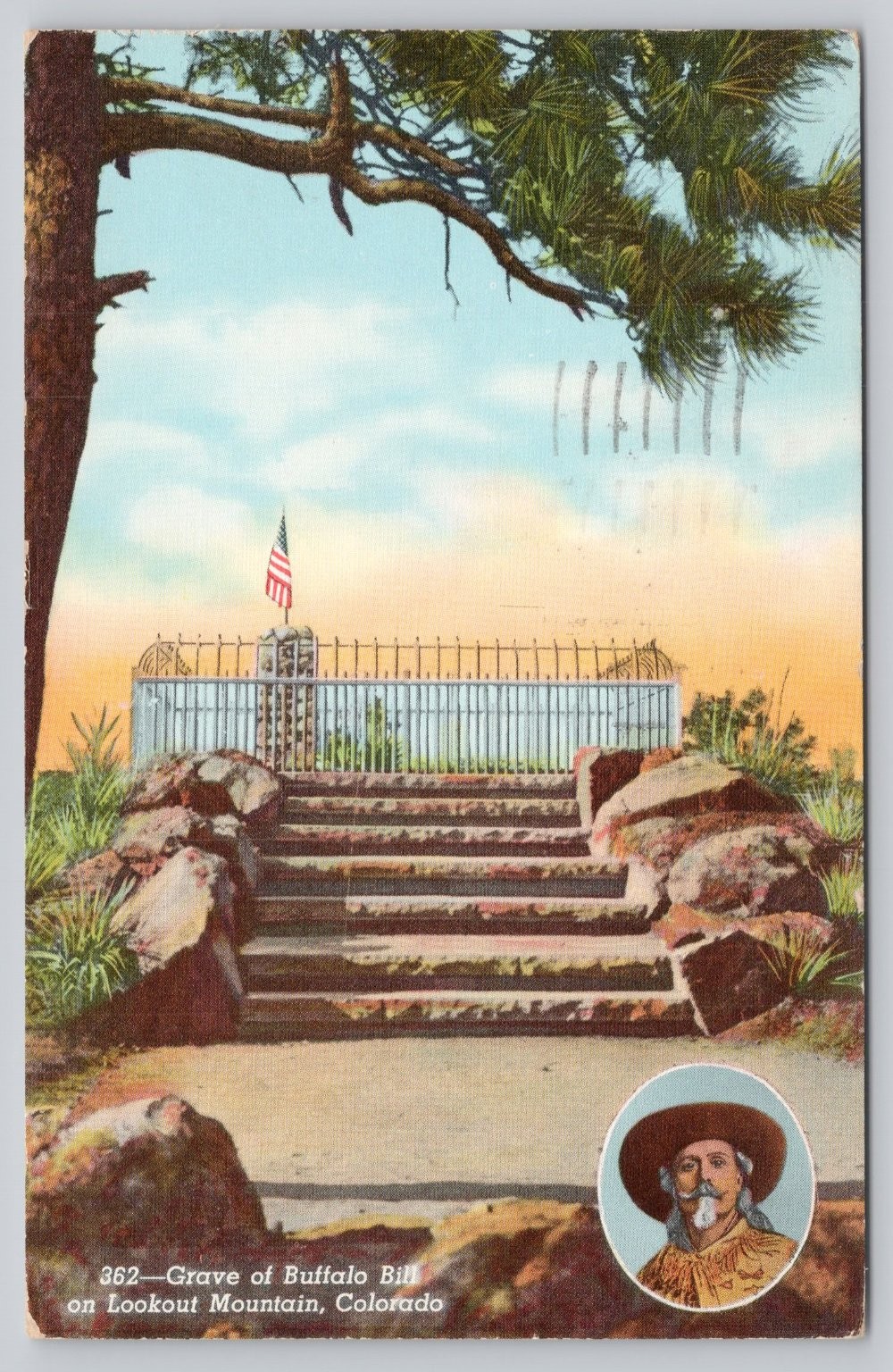 Buffalo Bill Grave Lookout Mountain CO 1943 Postcard Western Americana