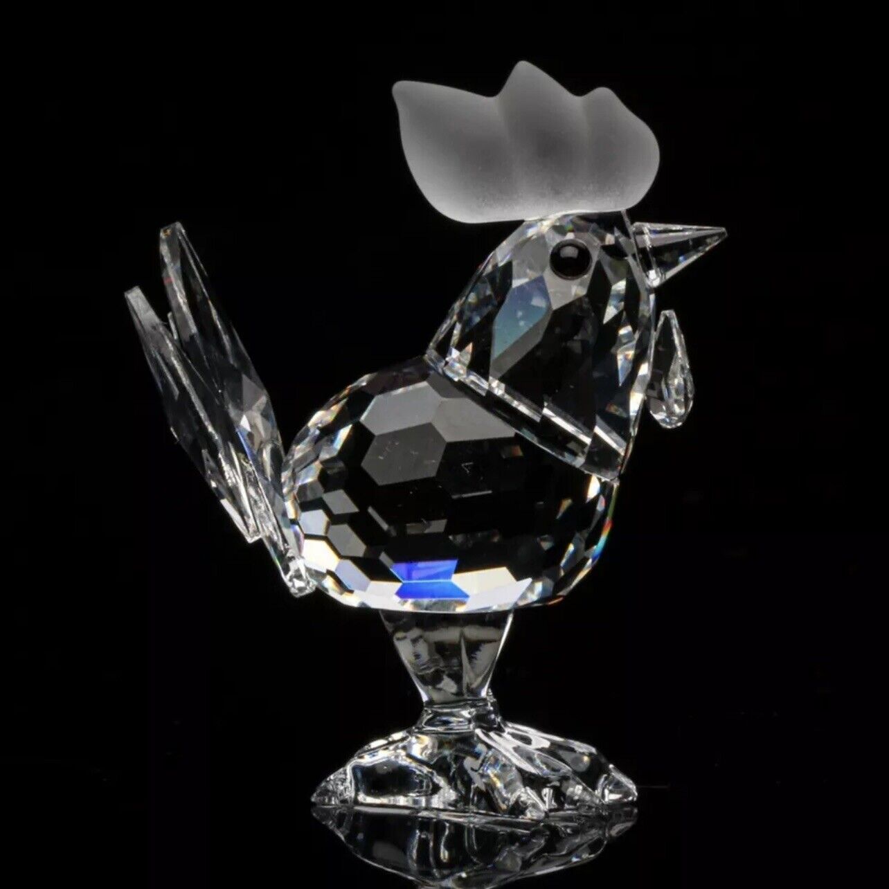 Swarovski Crystal Clear Frosted Rooster 014497 Original Small Figurine Animal