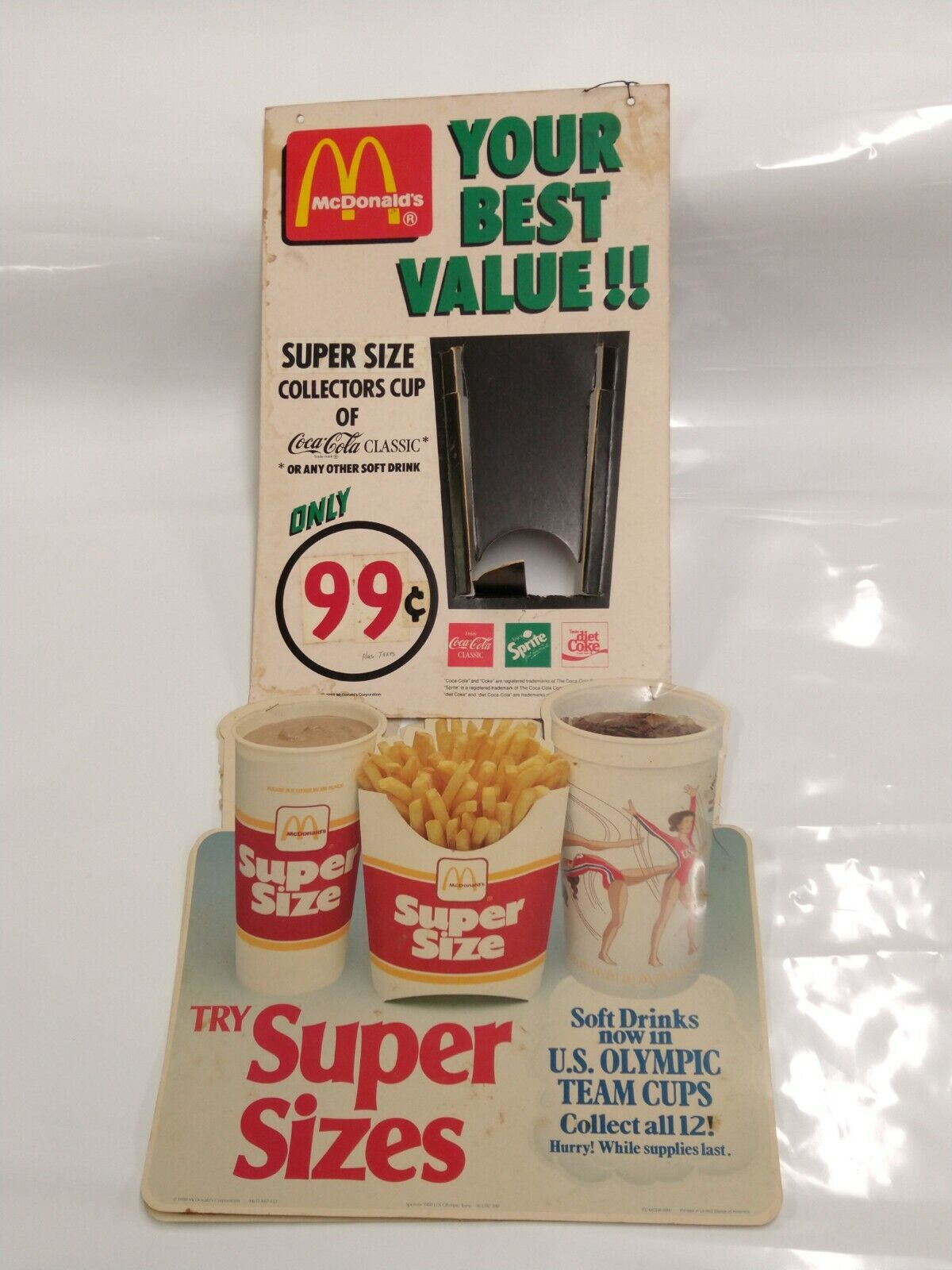 Vintage McDonald\'s US Olympic Team Super Size 99c Advertising Store Display 1988