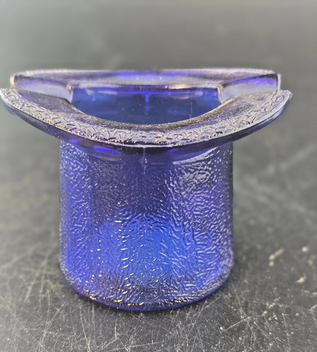 Lowells blue advertising glass hat