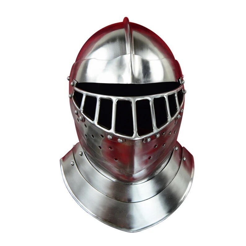 16 G English Tourney Close Helmet Mild Steel Helmet For Larp & Reenactment Armor