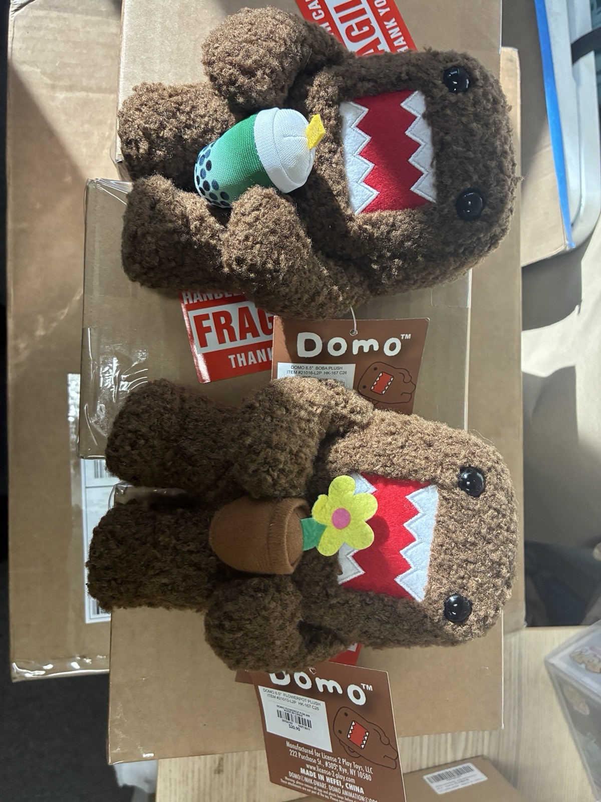 Domo Pair 6.5 Plush Boba & Flower Pot New