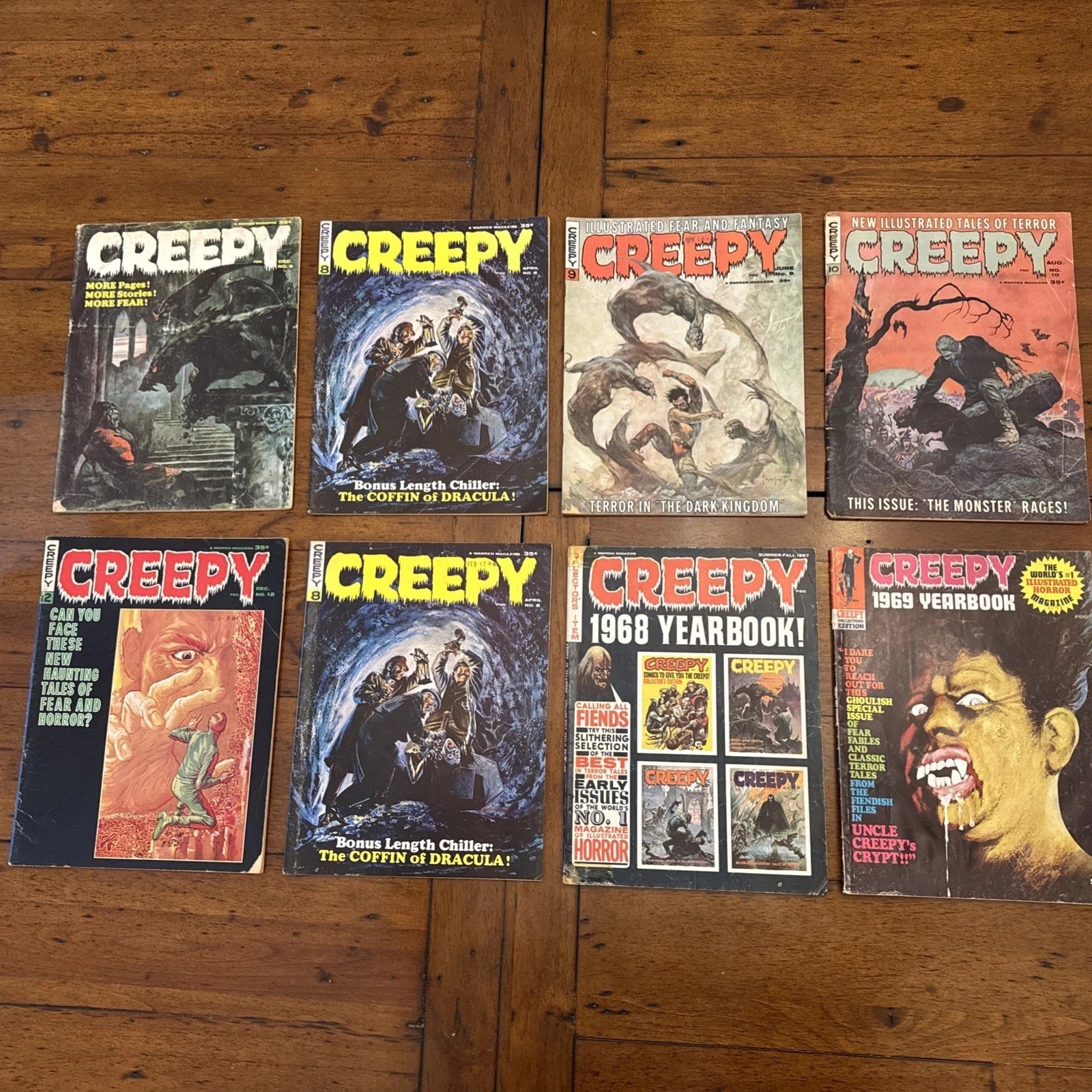 Creepy Magazine Lot 8 # 6 8 8 9 10 12 1968 1959 Yearbooks Horror Magazine Warren