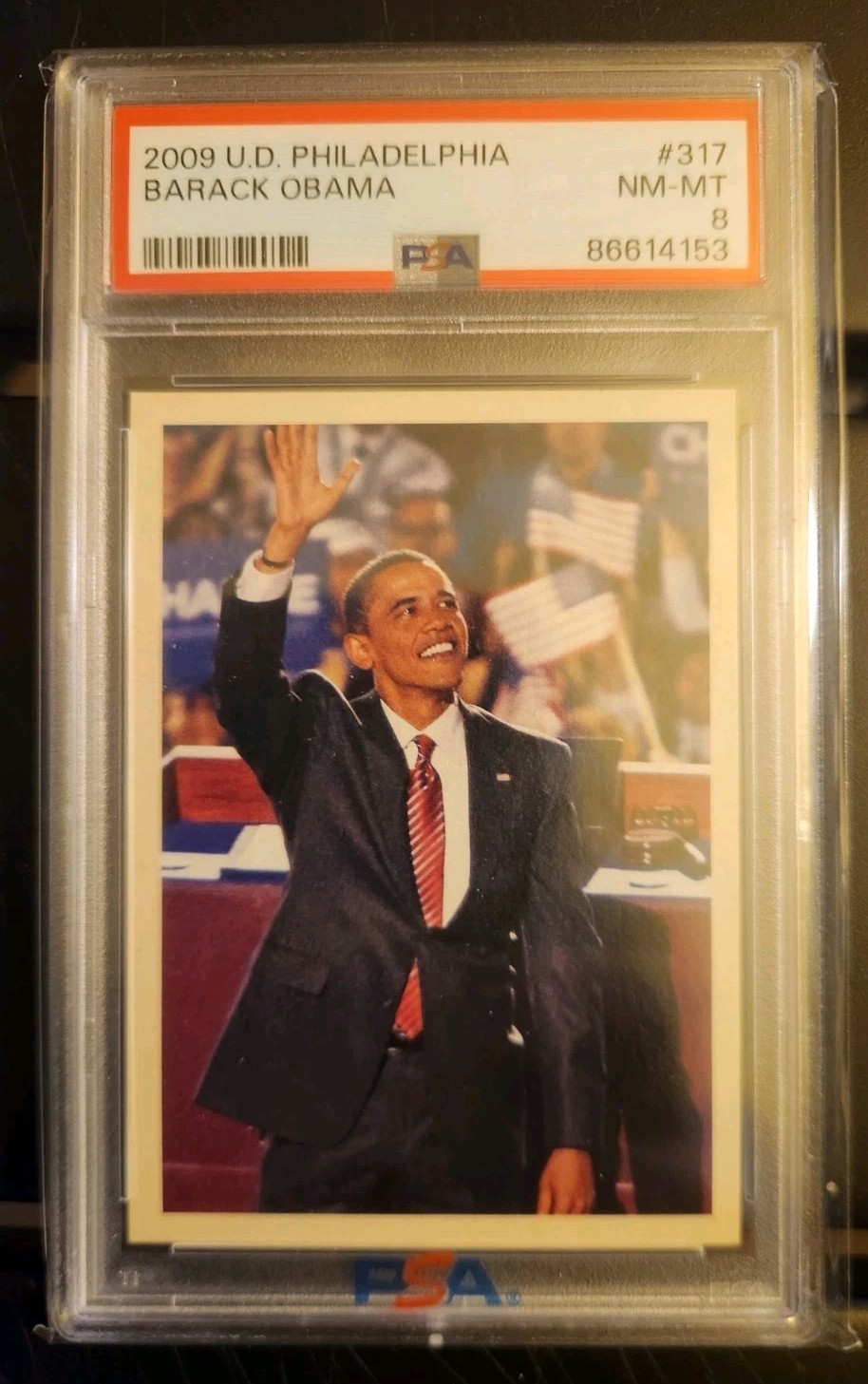 2009 Upper Deck #317 Philadelphia Barack Obama PSA 8 POTUS Vote
