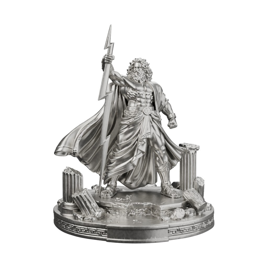Zeus, King of the Gods Statue Solid .999 Fine Silver Made to Order 3-12 oz t