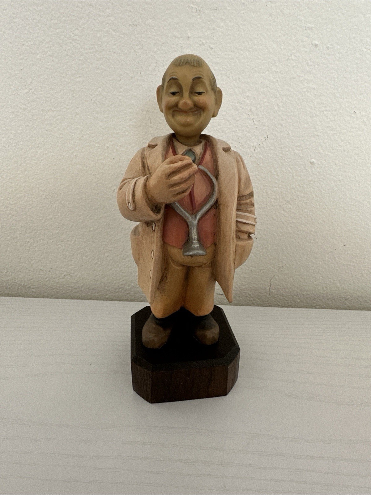 Vintage ANRI Italy Hand Carved Wood Doctor Psychiatrist Figurine Stethoscope 7