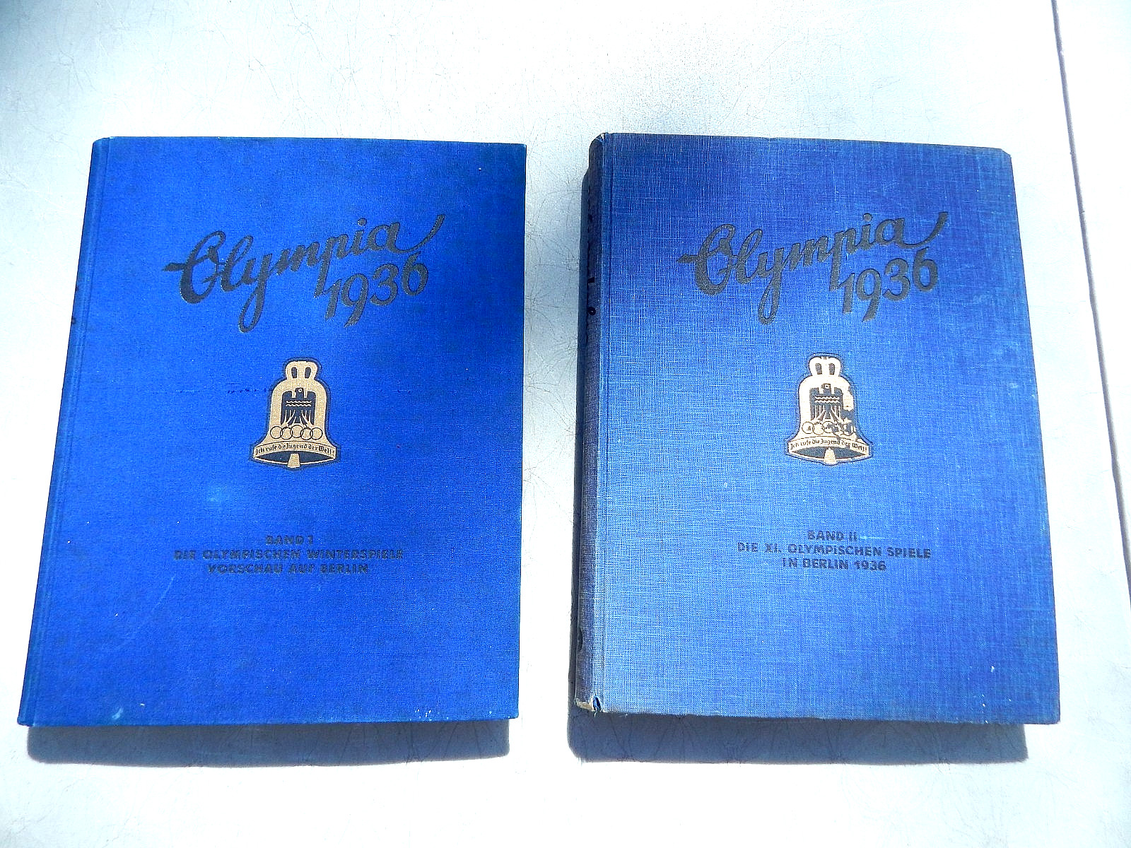 1936 OLYMPIA 2 VOLUME SET - BERLIN OLYMPICS BAND I & BAND II W/ ALL STICKERS