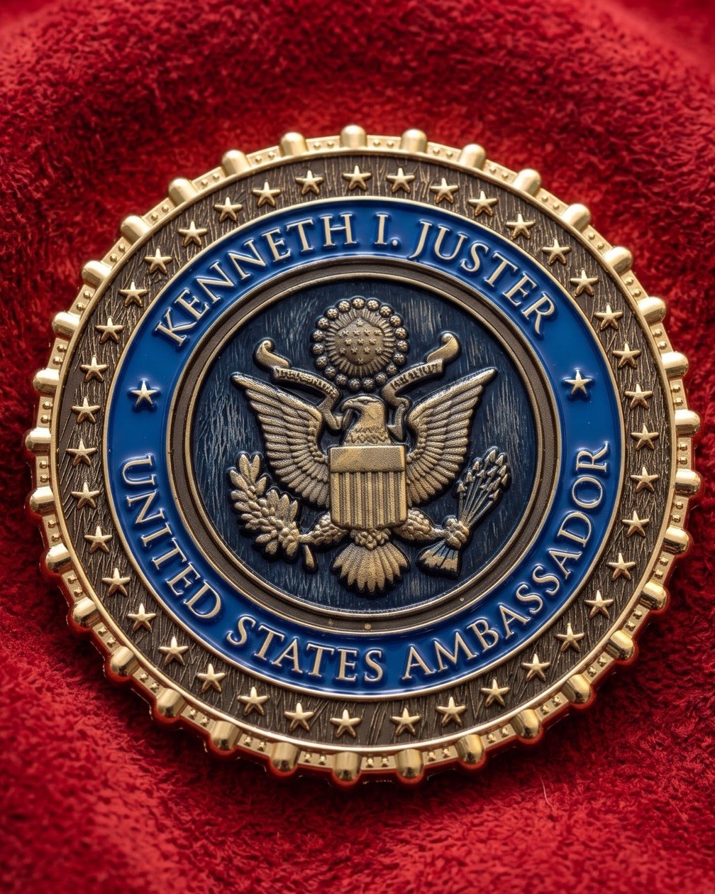 Rare Authentic President Trump India Ambassador Kenneth Juster Challenge Coin