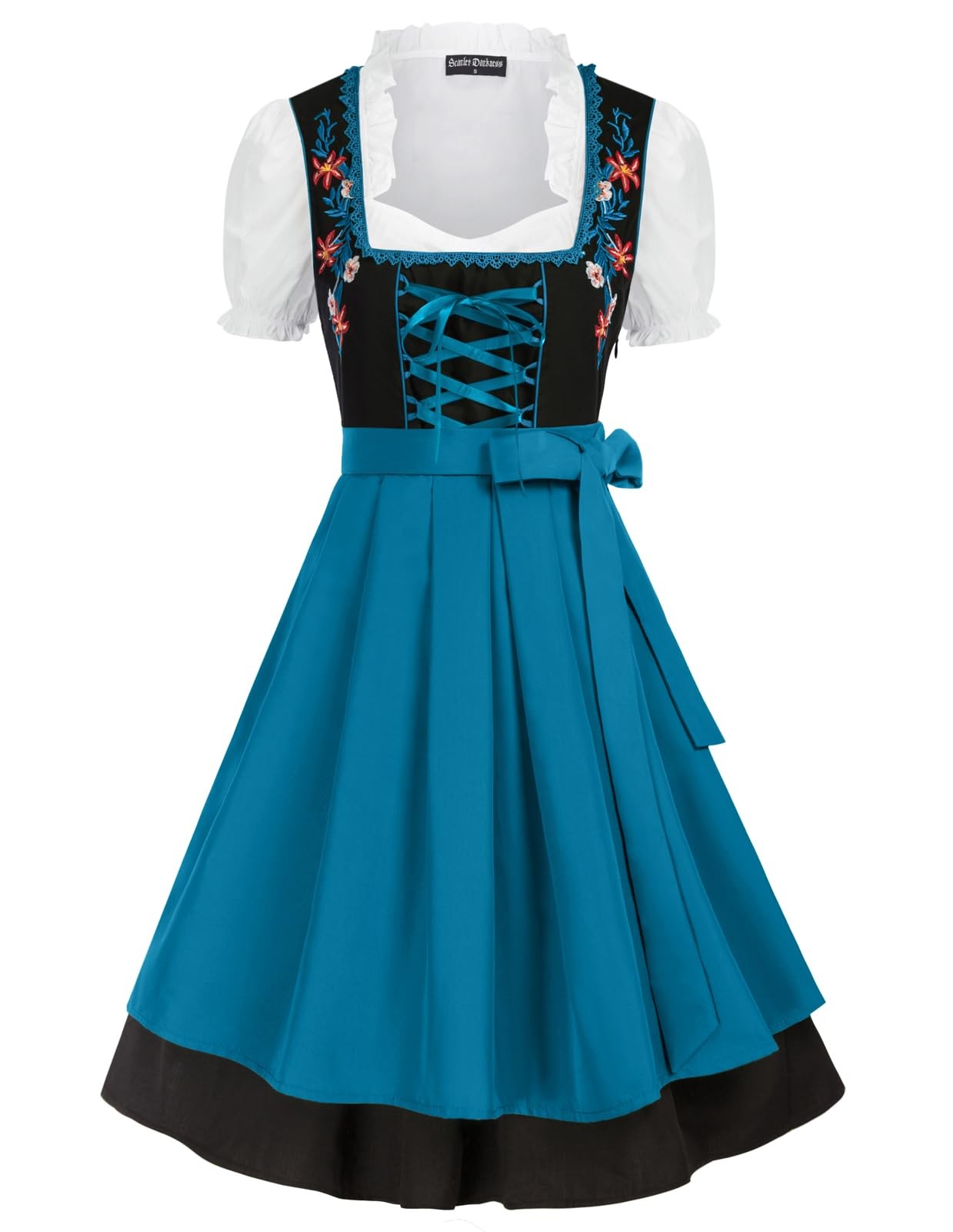 SCARLET DARKNESS Women\'s Embroidered 3 Piece Oktoberfest Dirndl Dress Set