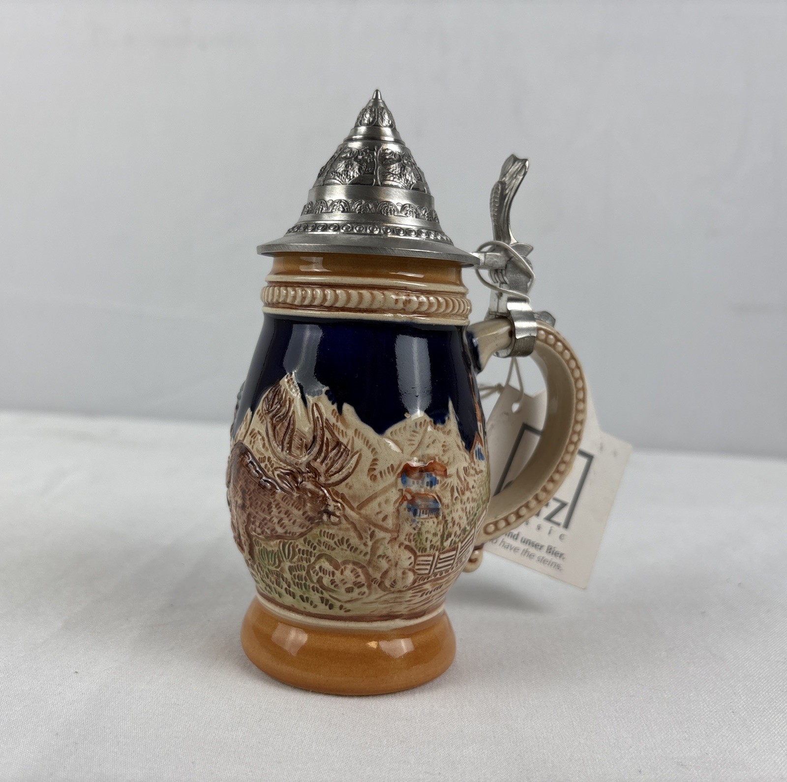 GerZ Vintage West Germany Lidded 4 Inch Beer Stein With Tag