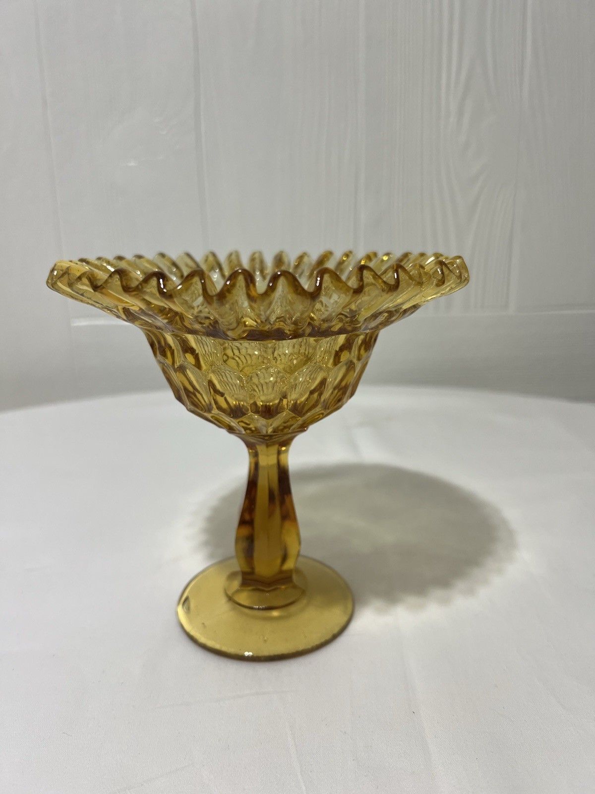 Fenton Amber Thumbprint Pedestal Candy Dish