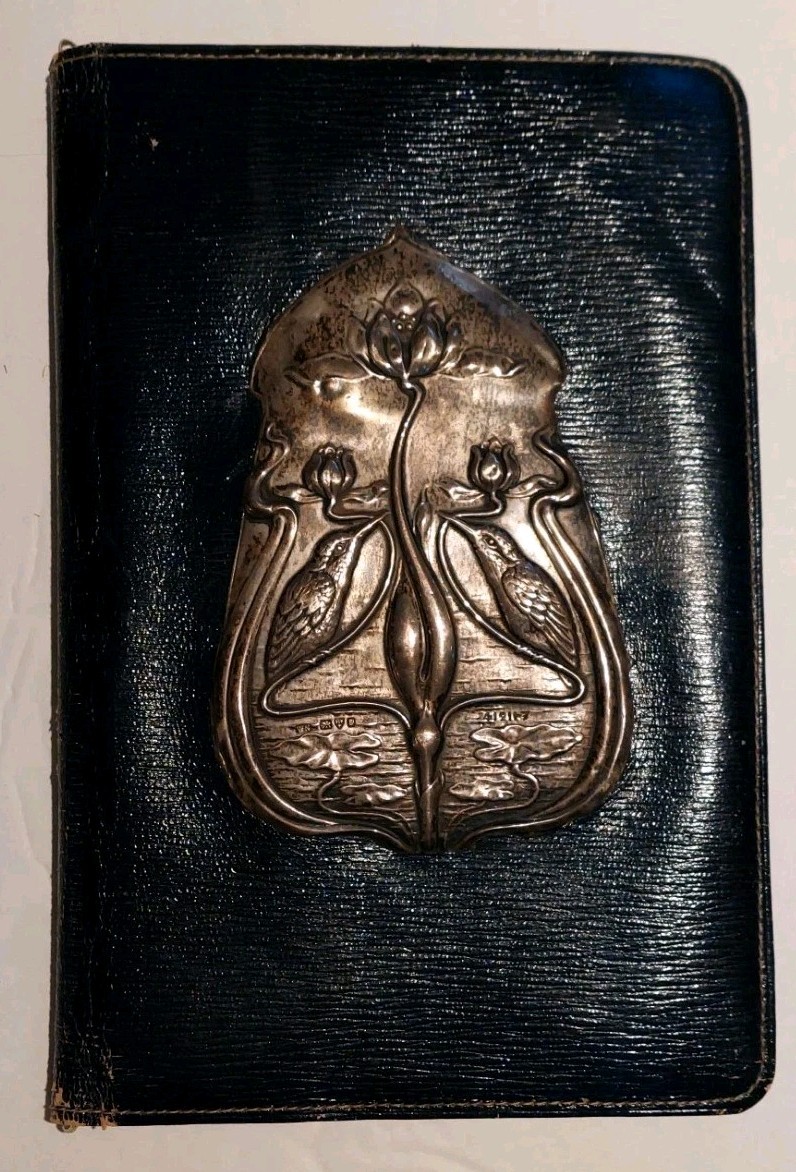 RARE Art Nouveau Journal /Folio  1890-1910 Leather/ Silver Plate   6x9