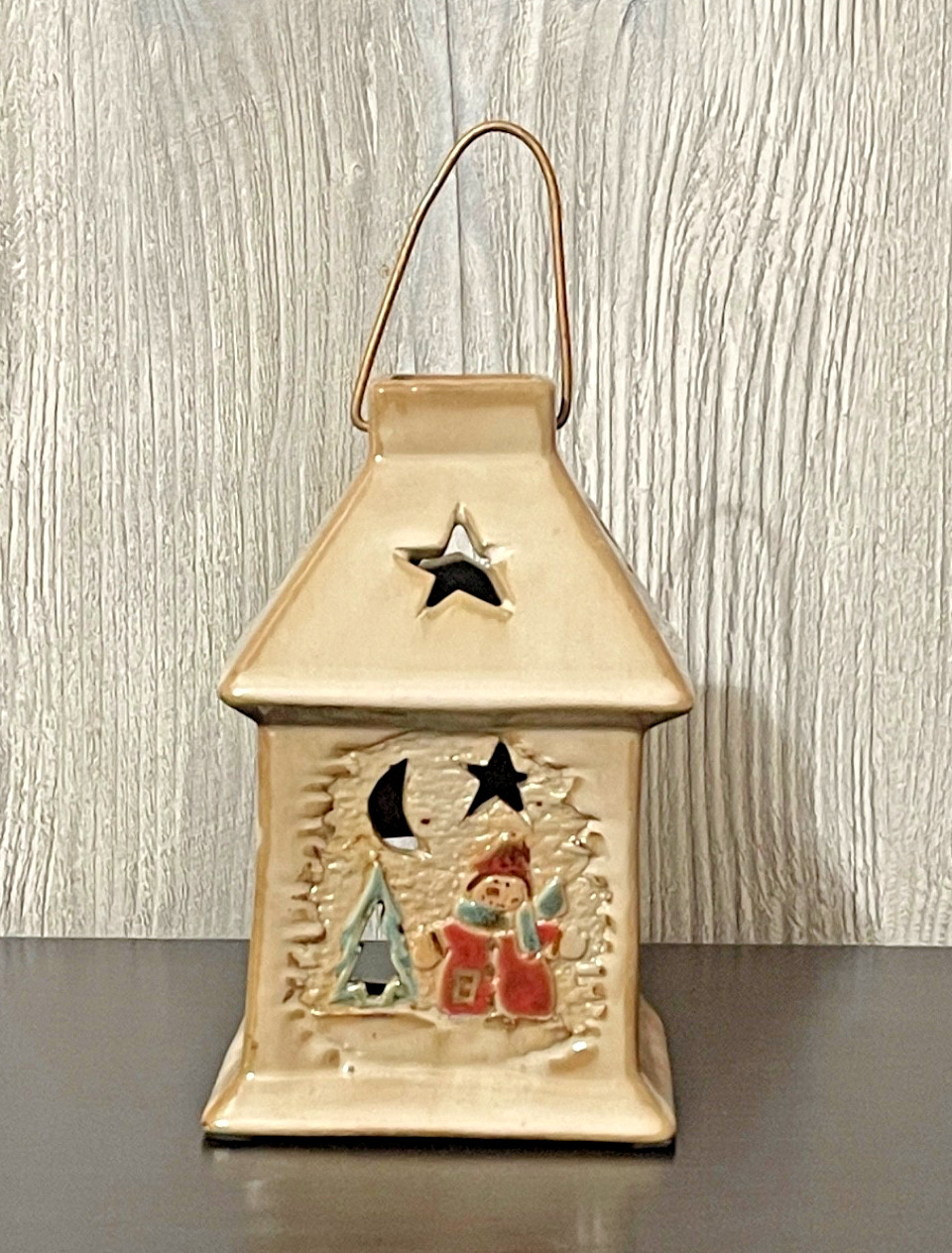 Vintage Tii Collections Ceramic Snowman Lantern Tea Light Candle Holder 42930