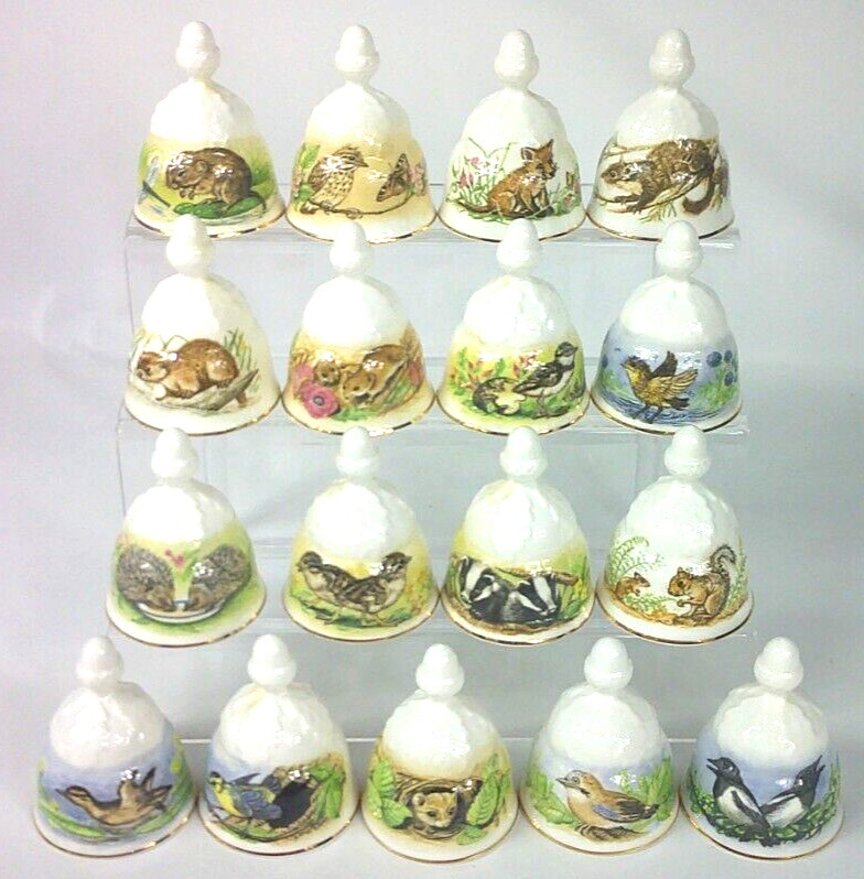 Vintage Oakley Friends of the Forest Fine Bone China Bells England Lot of 17 Vintage Oakley Friends of the Forest Fine Bone China Bells England Lot of 17