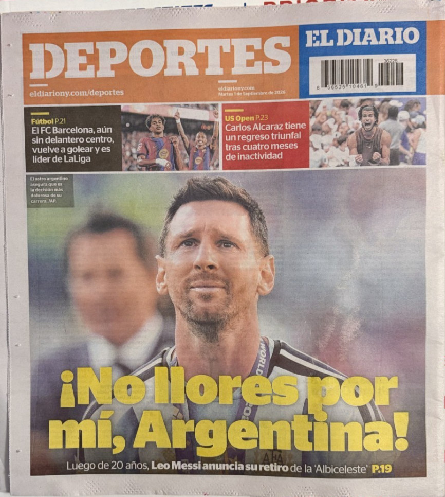 Lionel Messi Announces Retirement Argentina National Team NY El Diario 9/1/2026