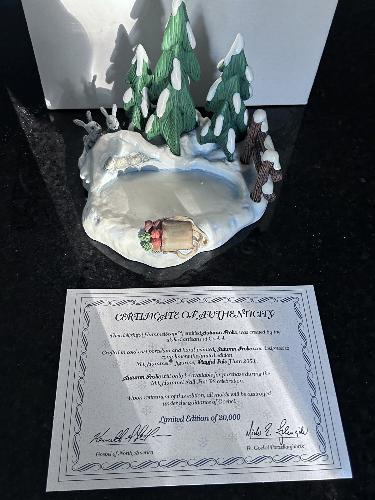 Goebel Hummelscape Autumn Frolic #1001-D w/ COA — Limited Edition (1998) — Rare