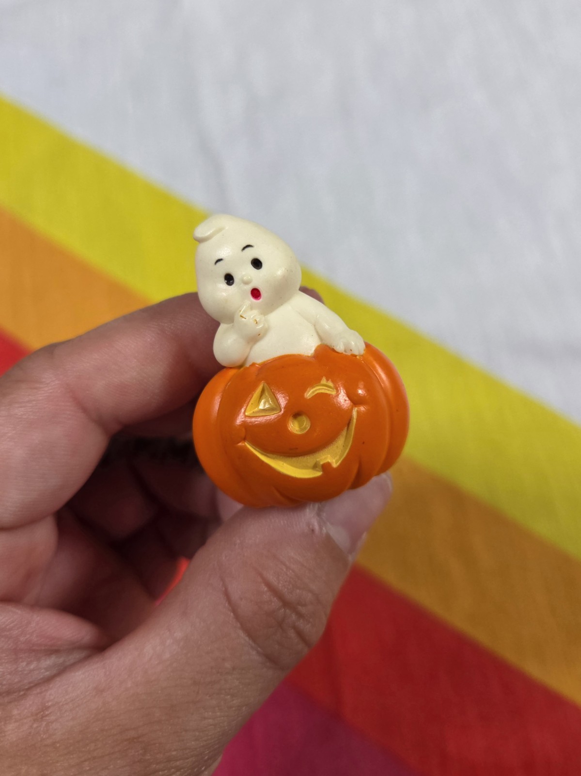 Vintage Russ Berrie & Co. Mini Ghost And Pumpkin Halloween Figurine 1.75 in.