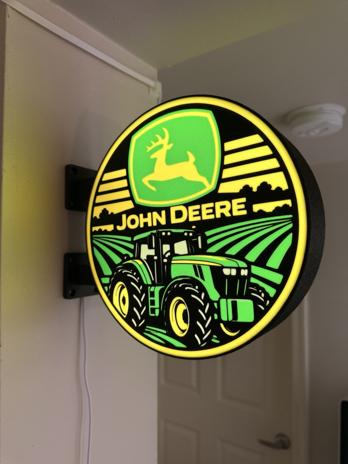 John Deere Lighted Round Wall Sign Tractor Logo Agriculture Advertising Sign