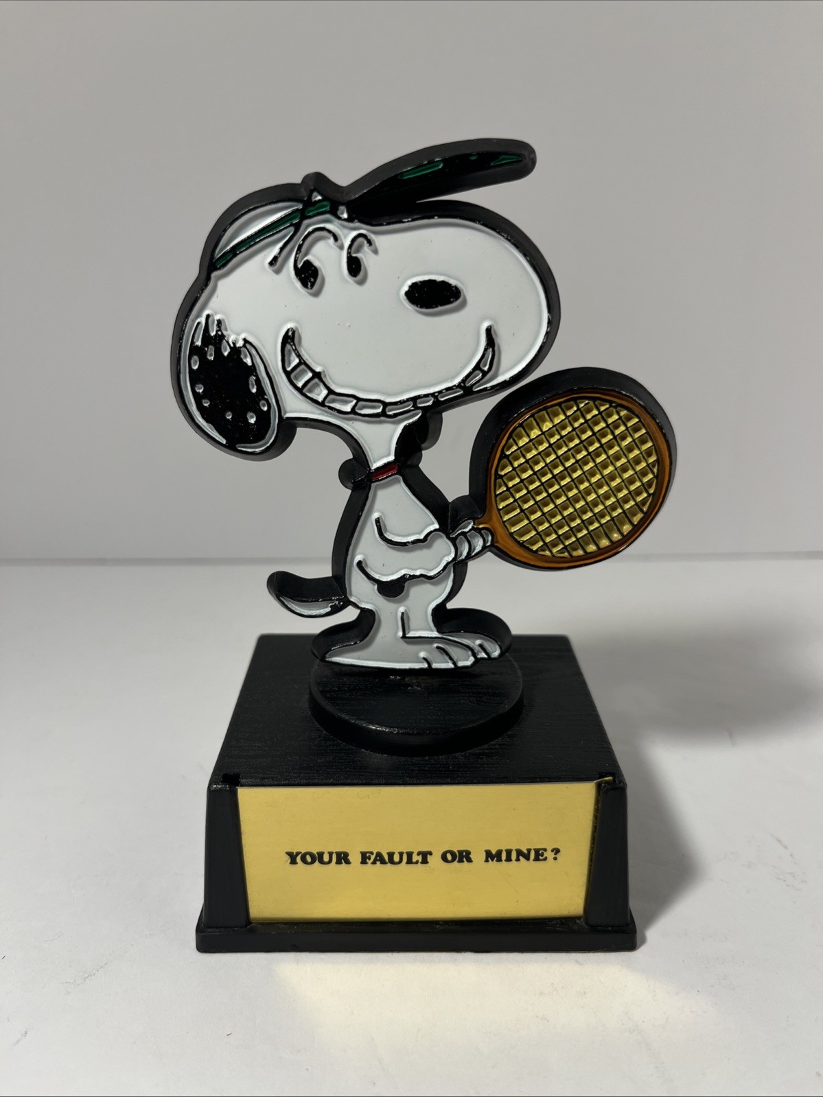 Aviva Peanuts Snoopy 1972 Vintage Tennis Trophy Your Fault Or Mine Rare Find