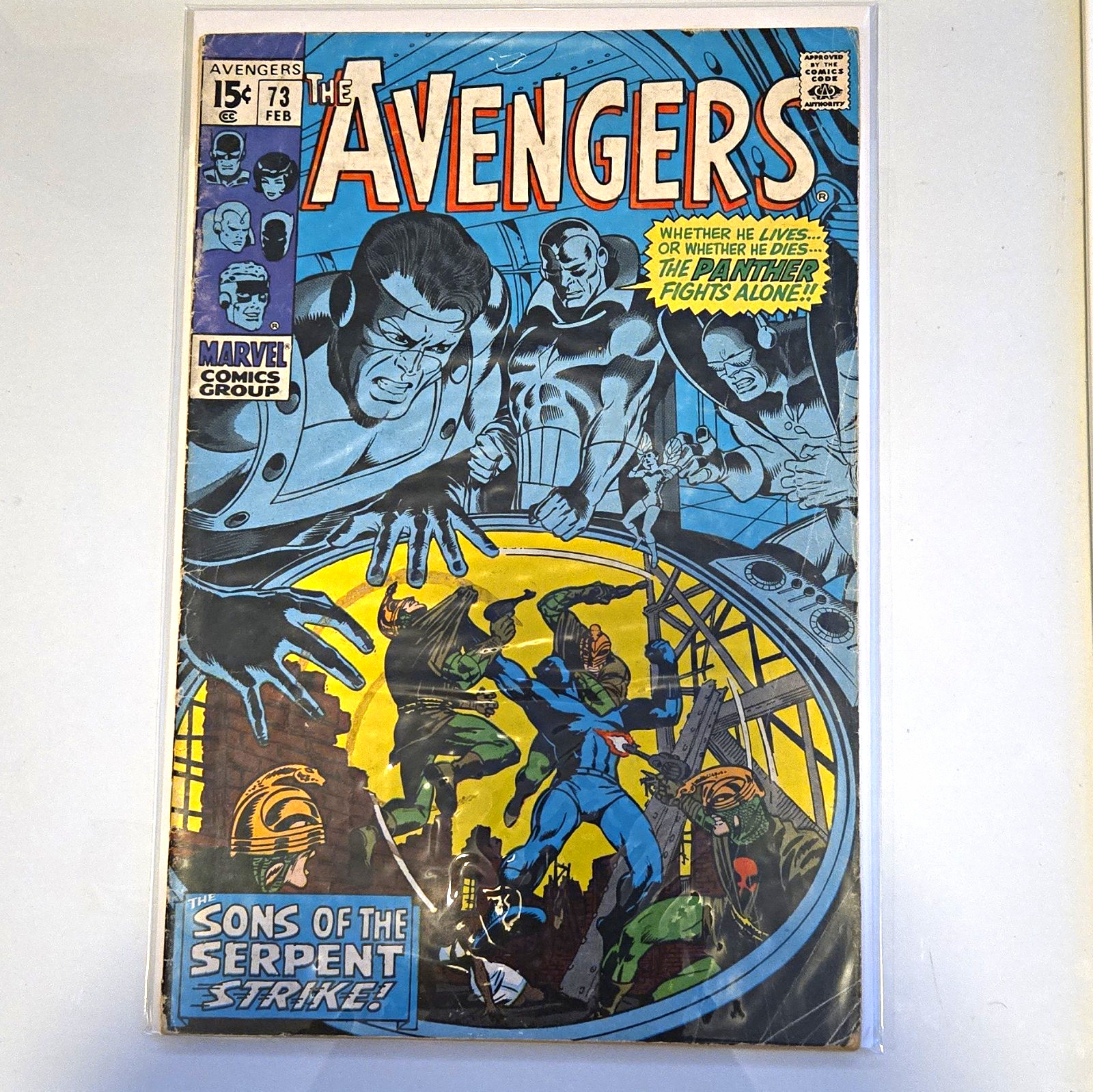Marvel Comics The Avengers #73 (1970) Captain America Black Panther Vision Marvel Comics The Avengers #73 (1970) Captain America Black Panther Vision