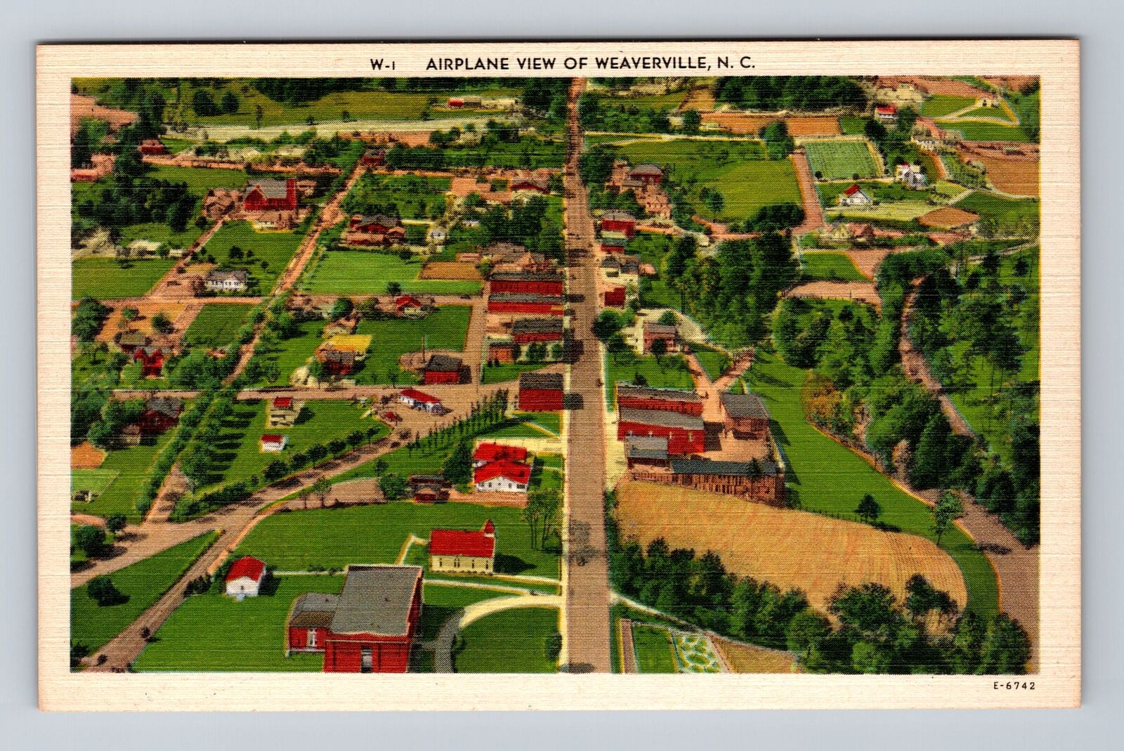 Weaverville NC-North Carolina, Aerial Of Town Area, Antique, Vintage Postcard