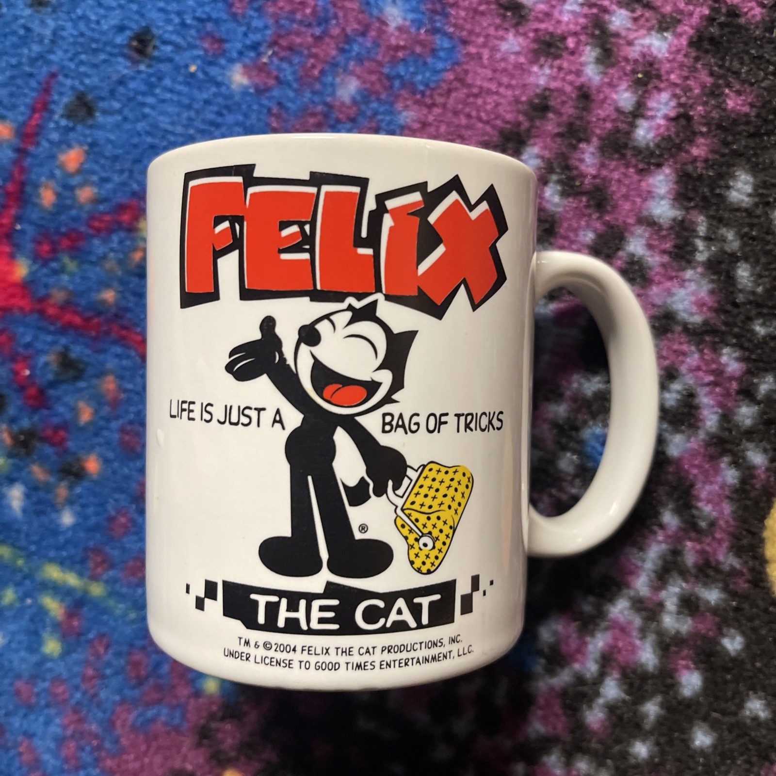 Vintage Felix the Cat Coffee Cup Mug  Life is just a bag of tricks Ceramic