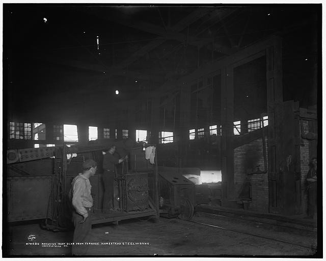 Homestead Pa Homestead Steel Works 1900s Ingot Slab Removed from Furnace