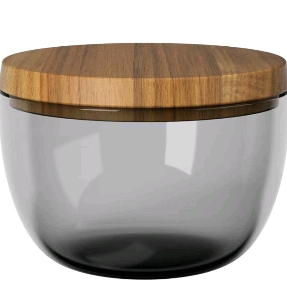 Beautiful Glass Salt Cellar with Acacia Wood Lid by Drew Barrymore Viral Beautiful Glass Salt Cellar with Acacia Wood Lid by Drew Barrymore Viral