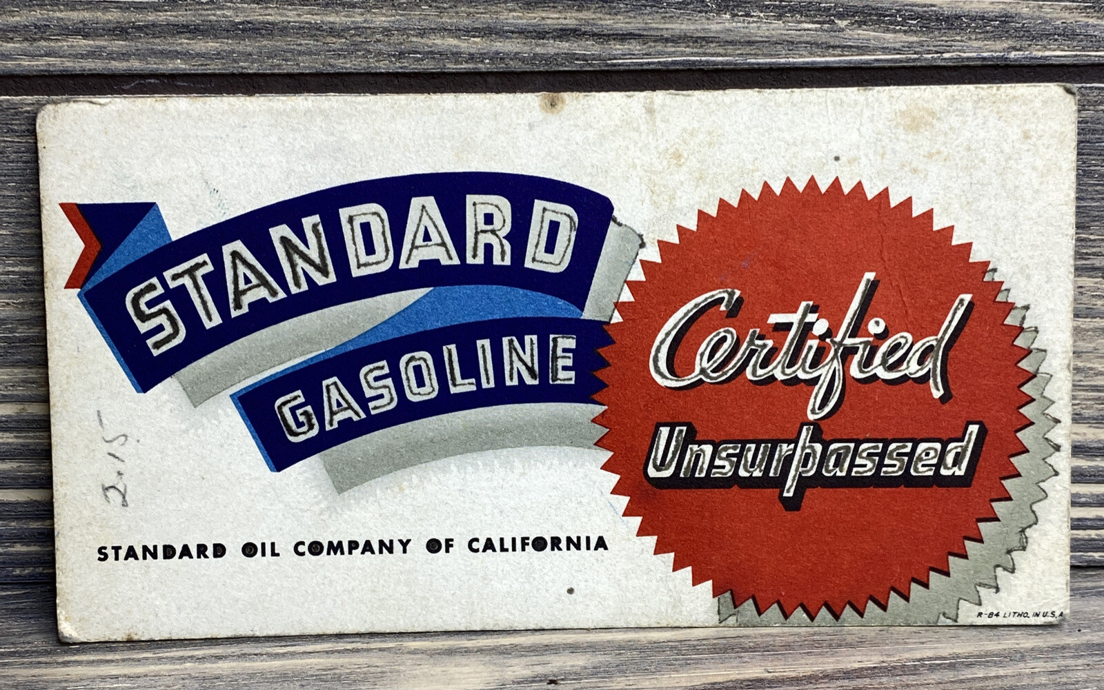 Vintage Advertising Card Standard Oil Company Of California