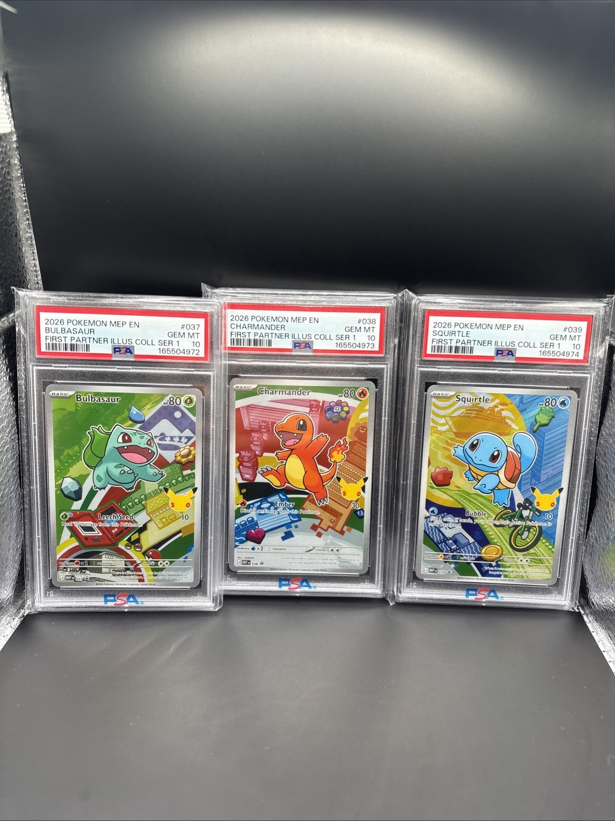 2026 Pokémon First Partner Series 1 Kanto Starters Sequential PSA 10 Set of 3