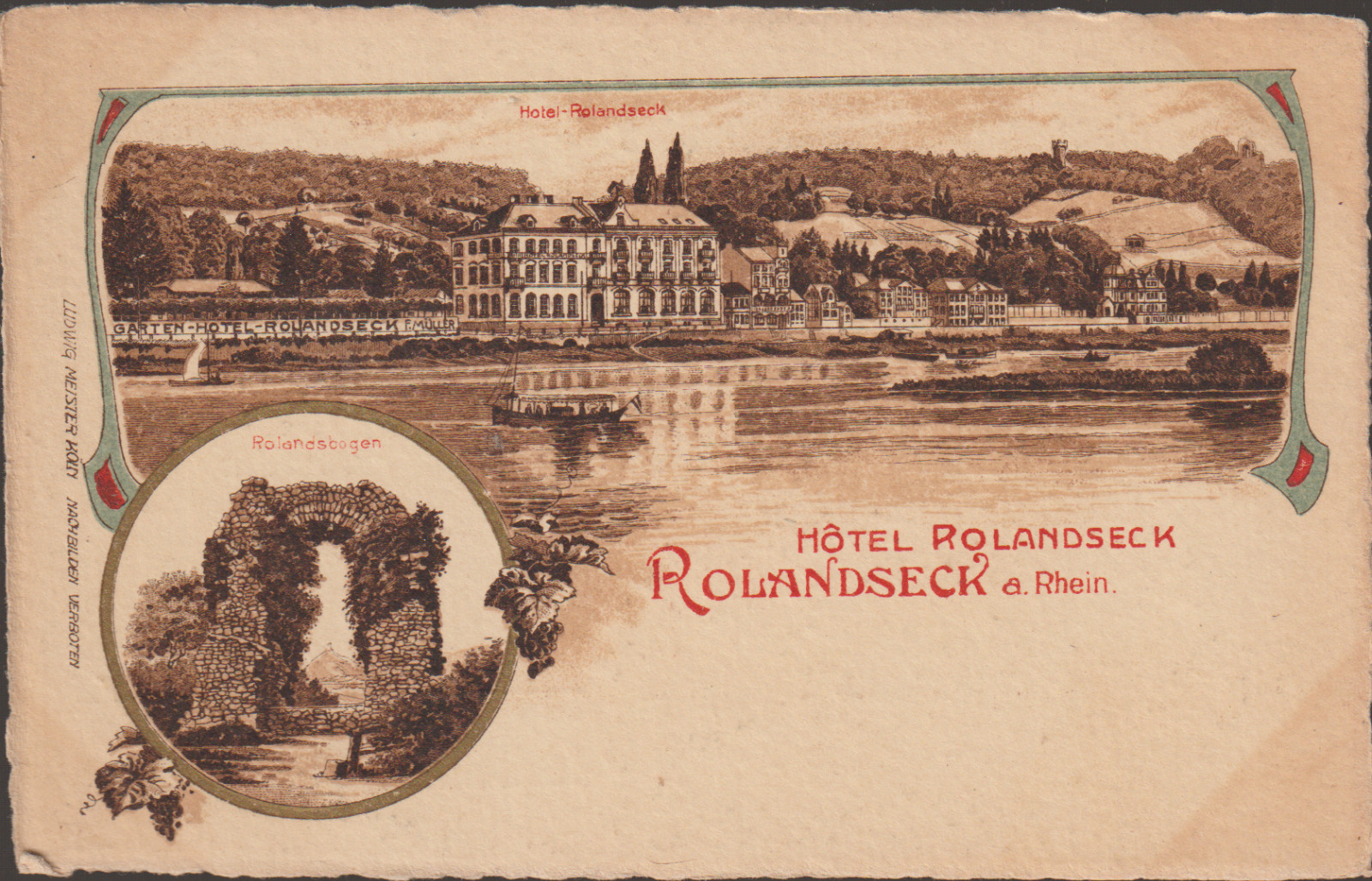 Rolandseck Hotel Rolandseck Rhein Germany Postcard (11959)