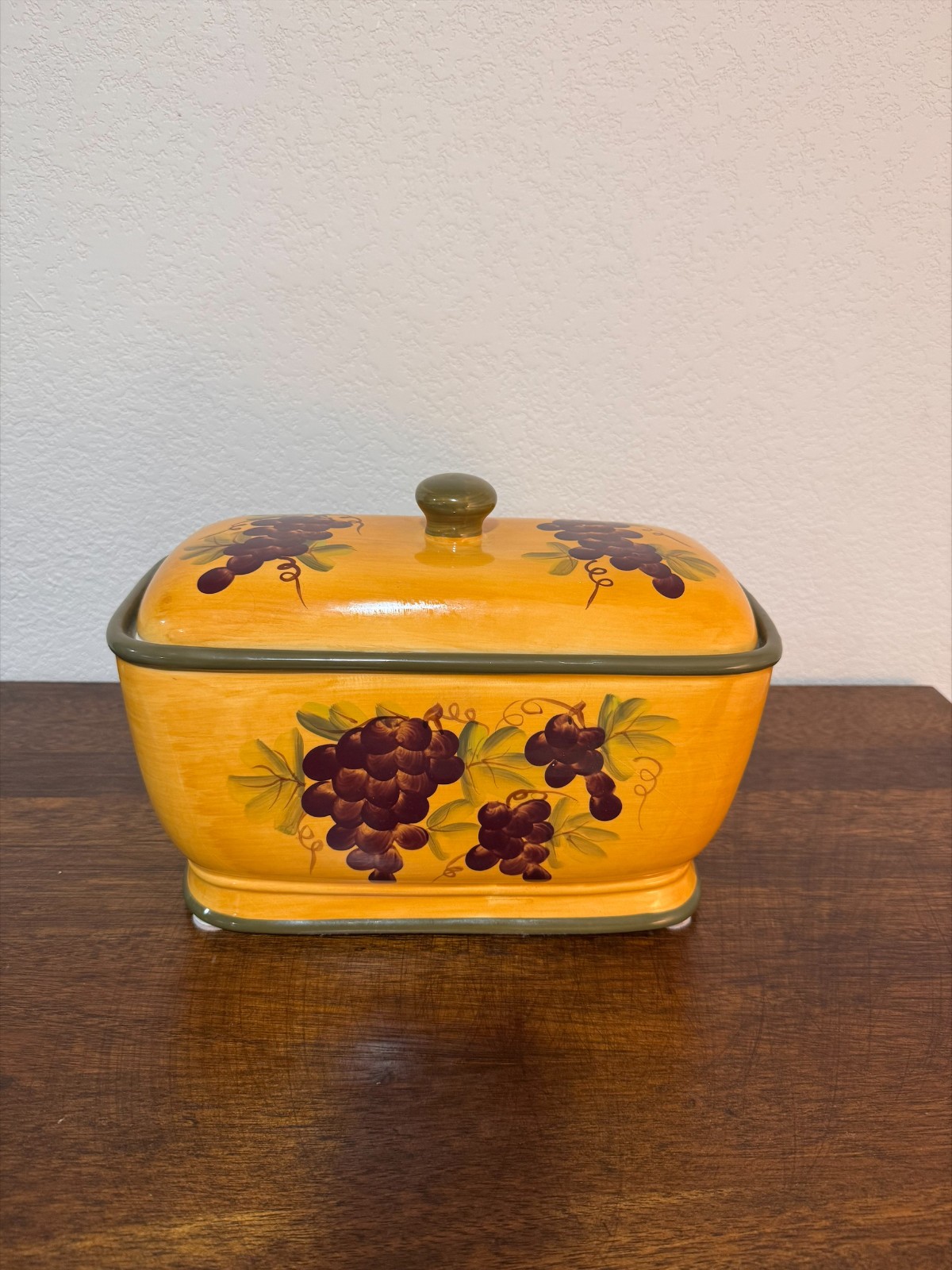 Casa Vero Ackus Ceramic Bread Box Lidded Canister Tuscan Grape 13 In