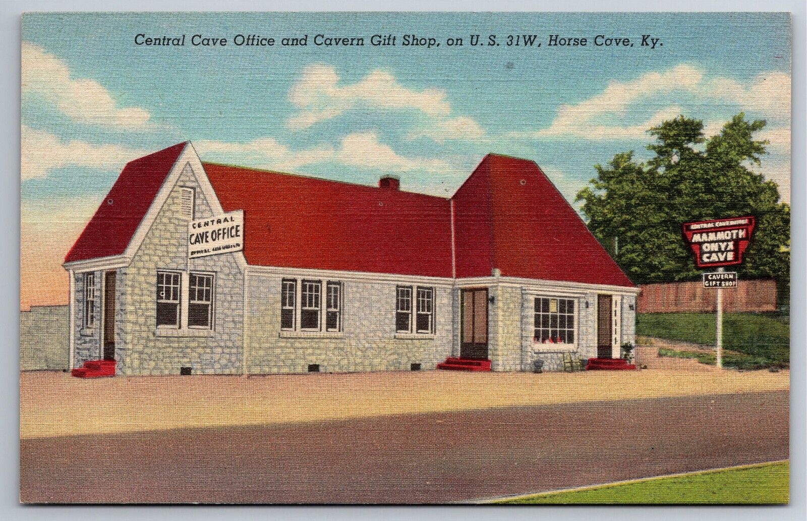 Postcard Horse Cave Kentucky Cave Office and Gift Shop c1946
