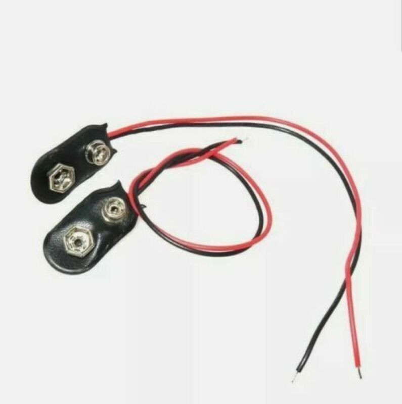 9 V (9 Volt) Battery Connector Clip On Plug-Long 12cm Wire Leads