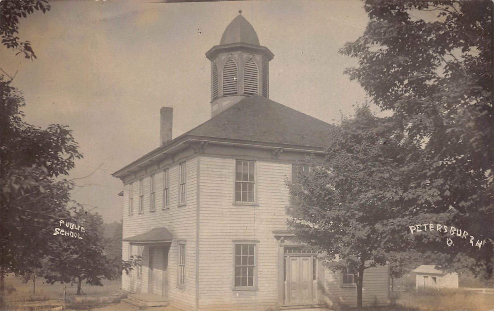 ZC1/ Petersburg Ohio RPPC Postcard c1910 Public School Mahoning County 58