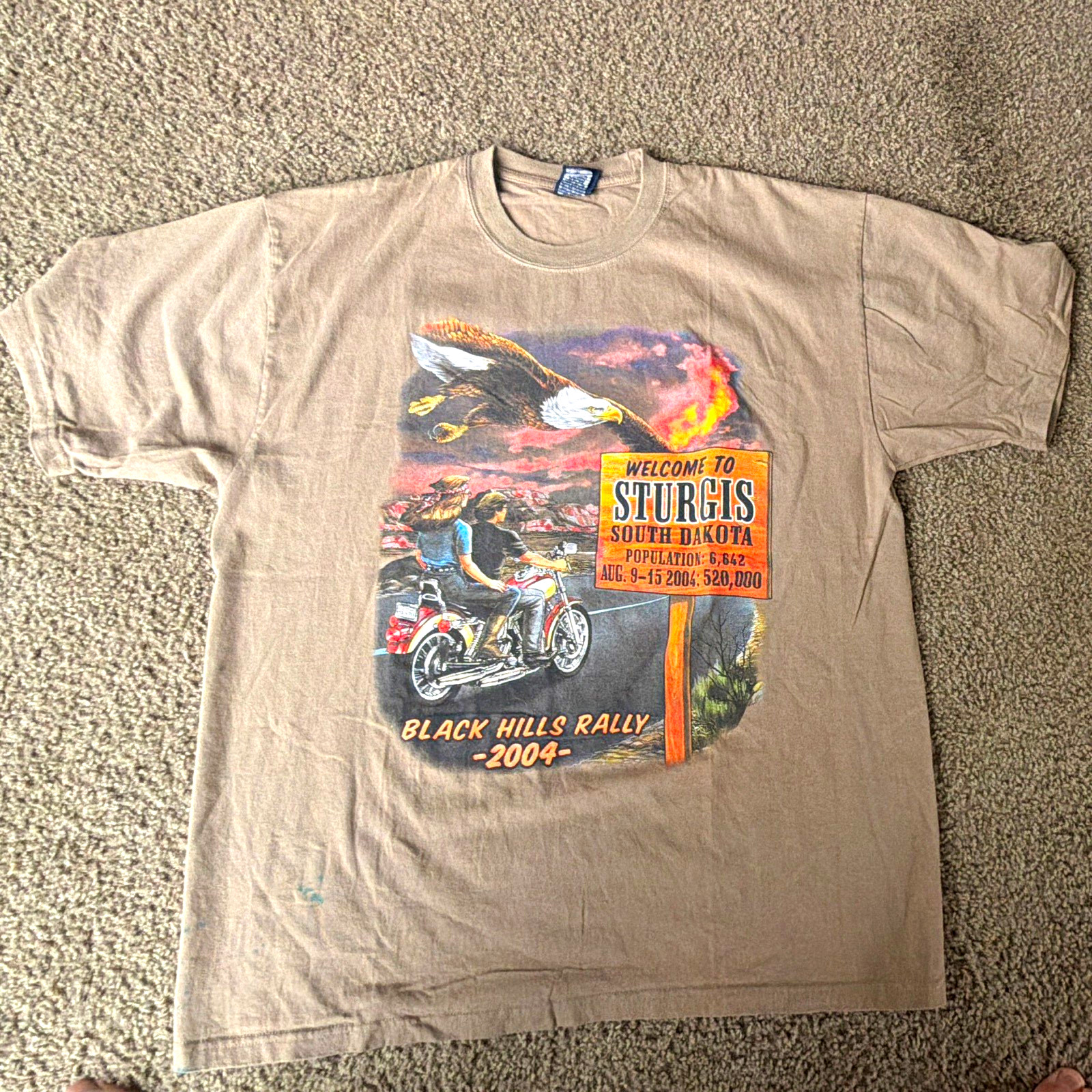 Harley Davidson Sturgis Black Hills Rally 2004 Tan T-Shirt Black Hills