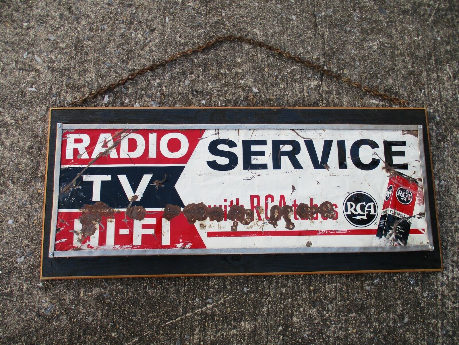 Antique RCA Radio Tv Wi-Fi Service Repair Metal Sign Advertisement