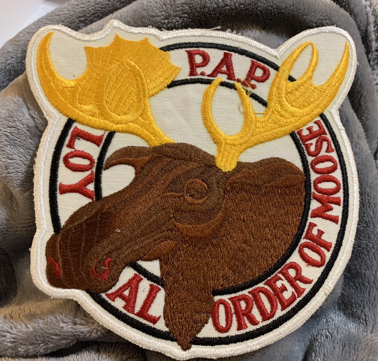 Vintage Original Loyal Order of Moose P.A.P. Embroidered Jacket Patch 6.5 X 6.5