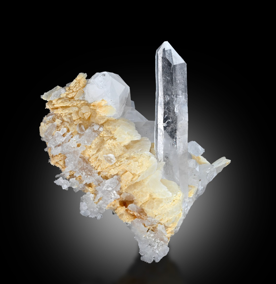 Natural Clear Quartz Crystal with Albite from Pakistan, 48g Mineral Specimen