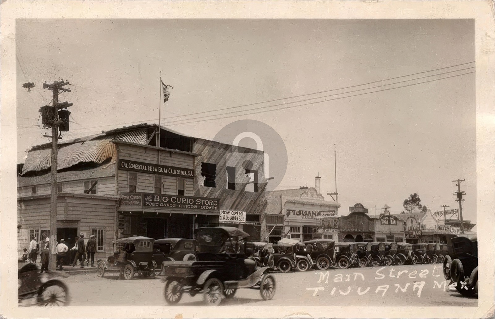 Tijuana Mexico Main Street 1932 RPPC Photo Postcard COPY